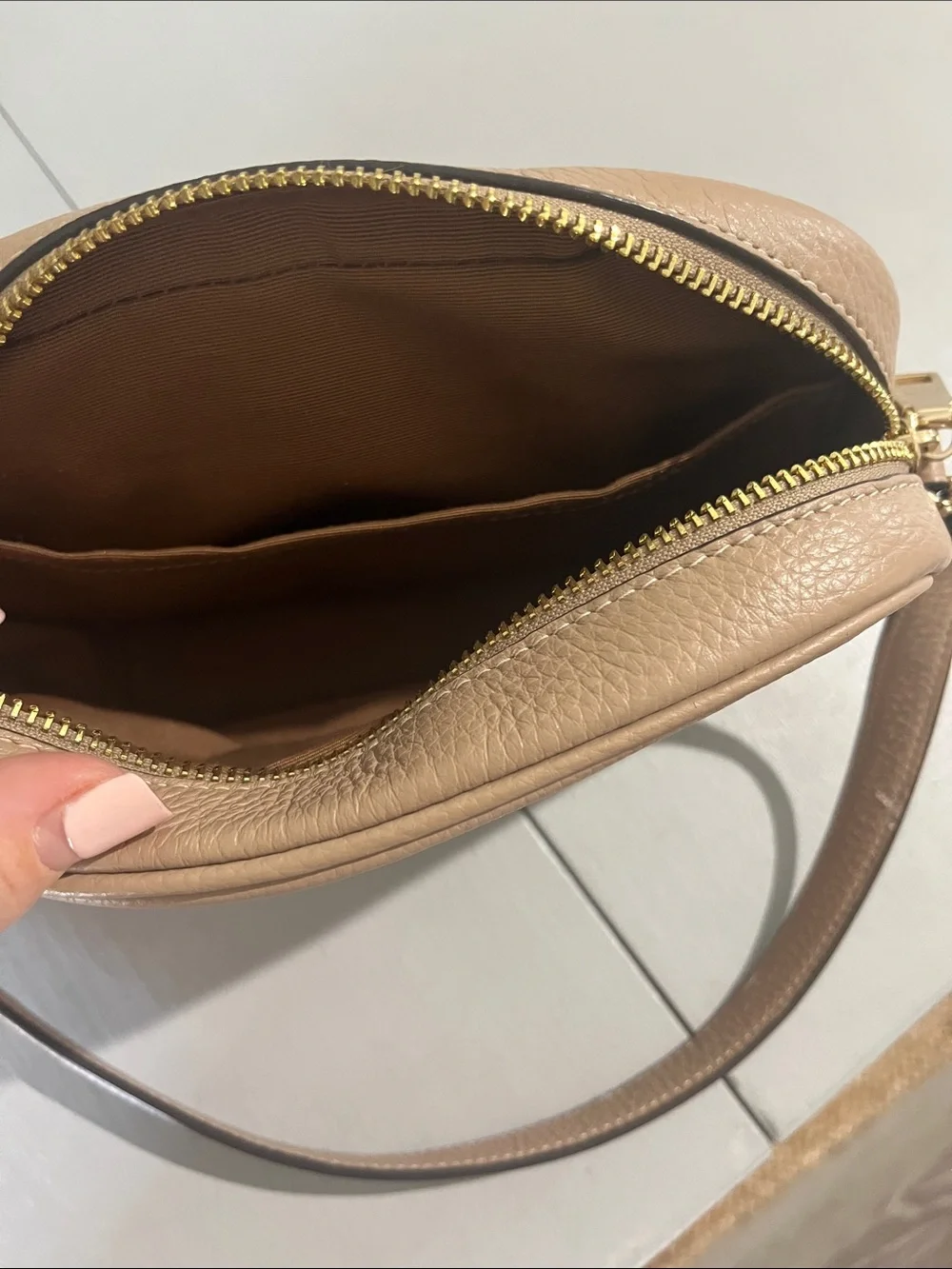Coach Pebbled Leather Crossbody in Nude Tan - Picture 8 of 11